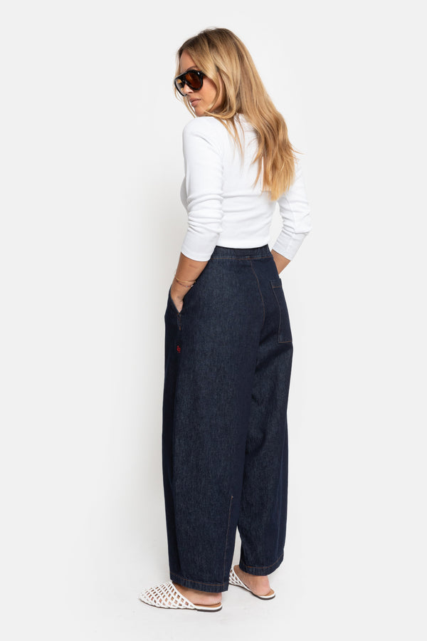 Okay Puffy Denim Pants | Dark Blue