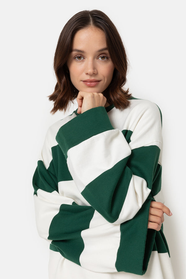 Liberty Oversized Sweatshirt | Green & White Stripes