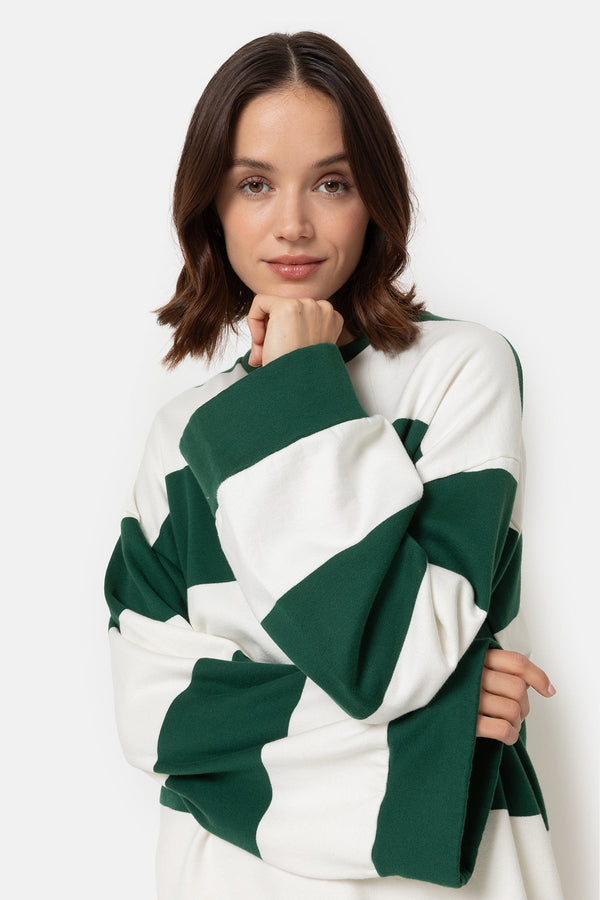 Liberty Oversized Sweatshirt | Rayures vertes et blanches