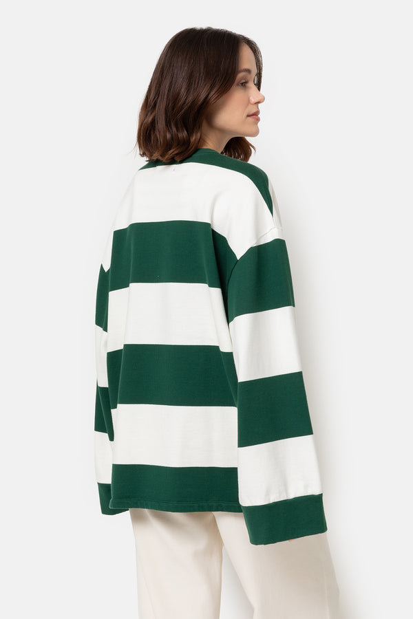 Liberty Oversized Sweatshirt | Green & White Stripes