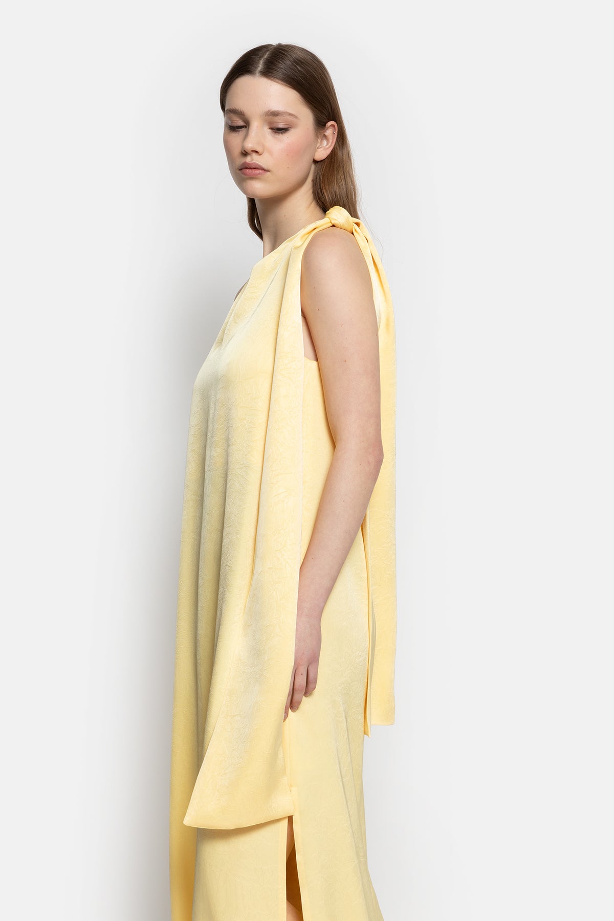 Nimes One Shoulder Dress | Light Yellow