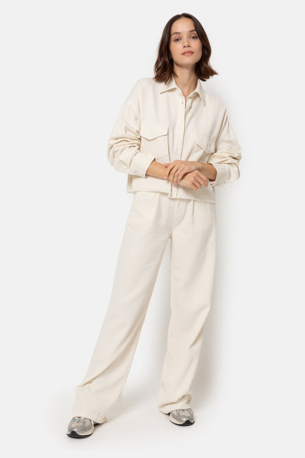 Jyvais Cropped Tencel Jacket | Off White