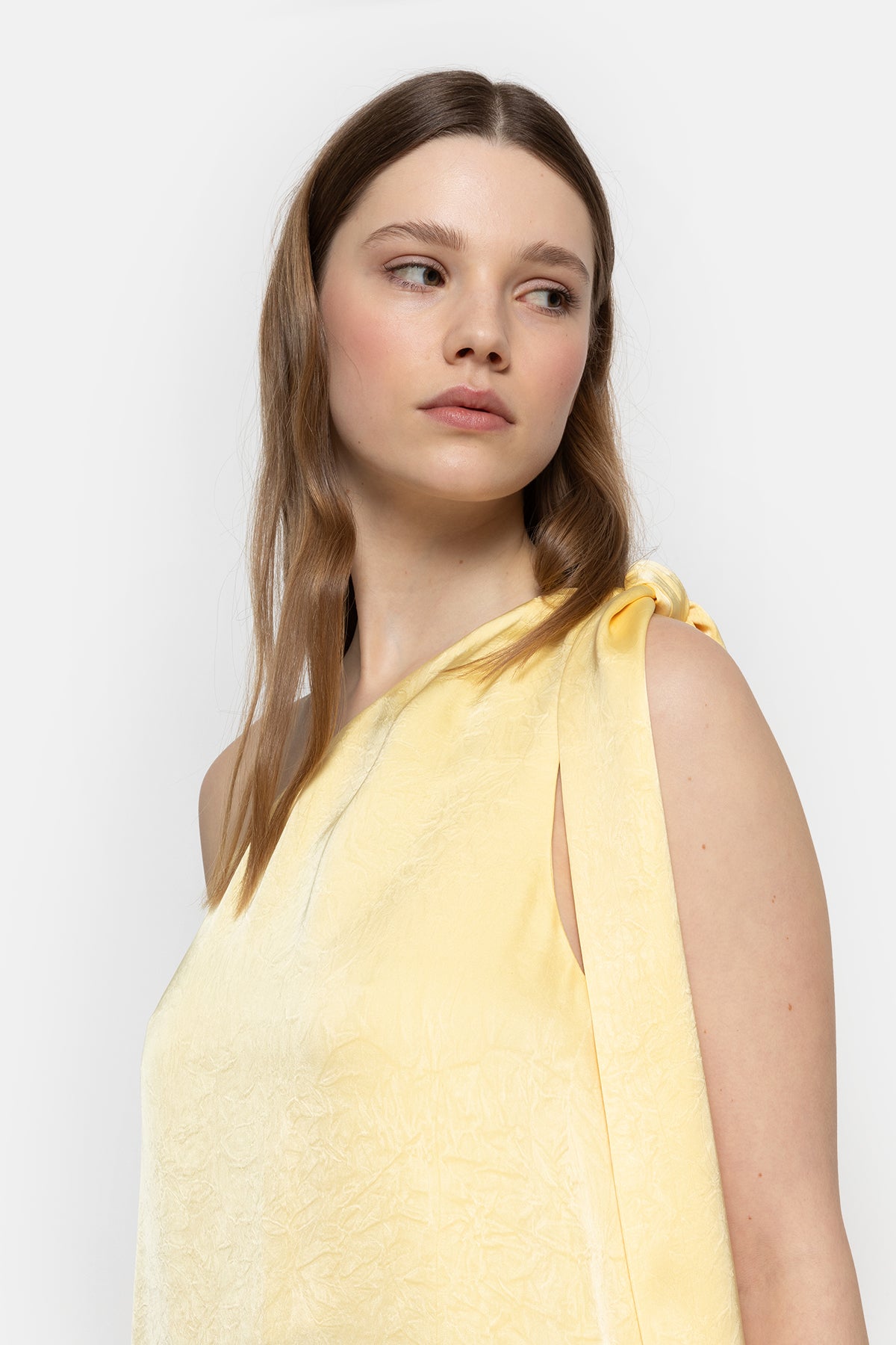 Nimes One Shoulder Dress | Light Yellow