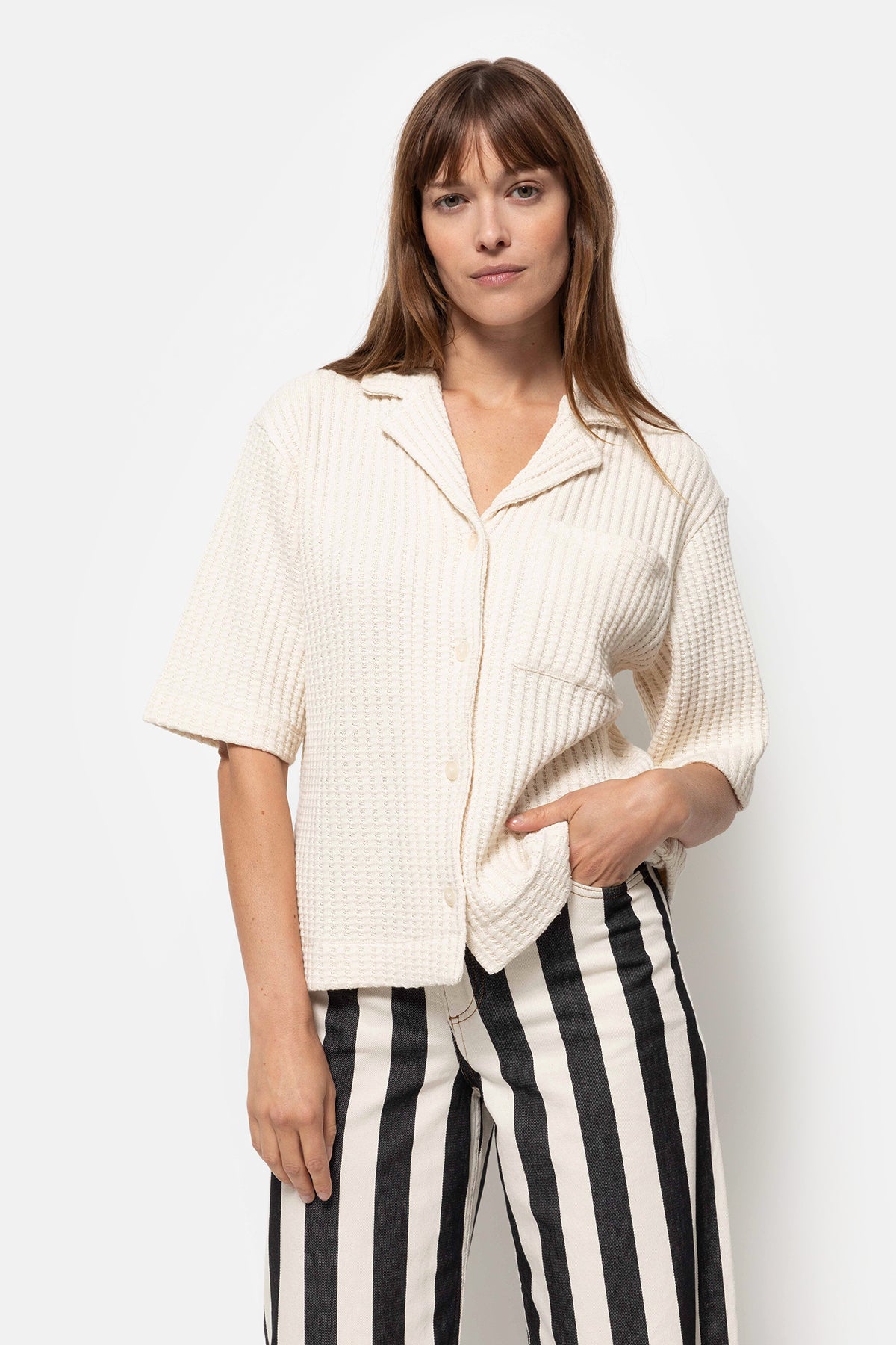 Chemise Nolly en maille | Jacquard Écru