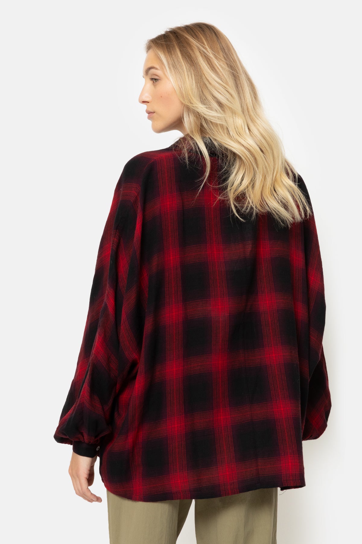  Gala Oversized Shirt | Flanelle à carreaux rouge