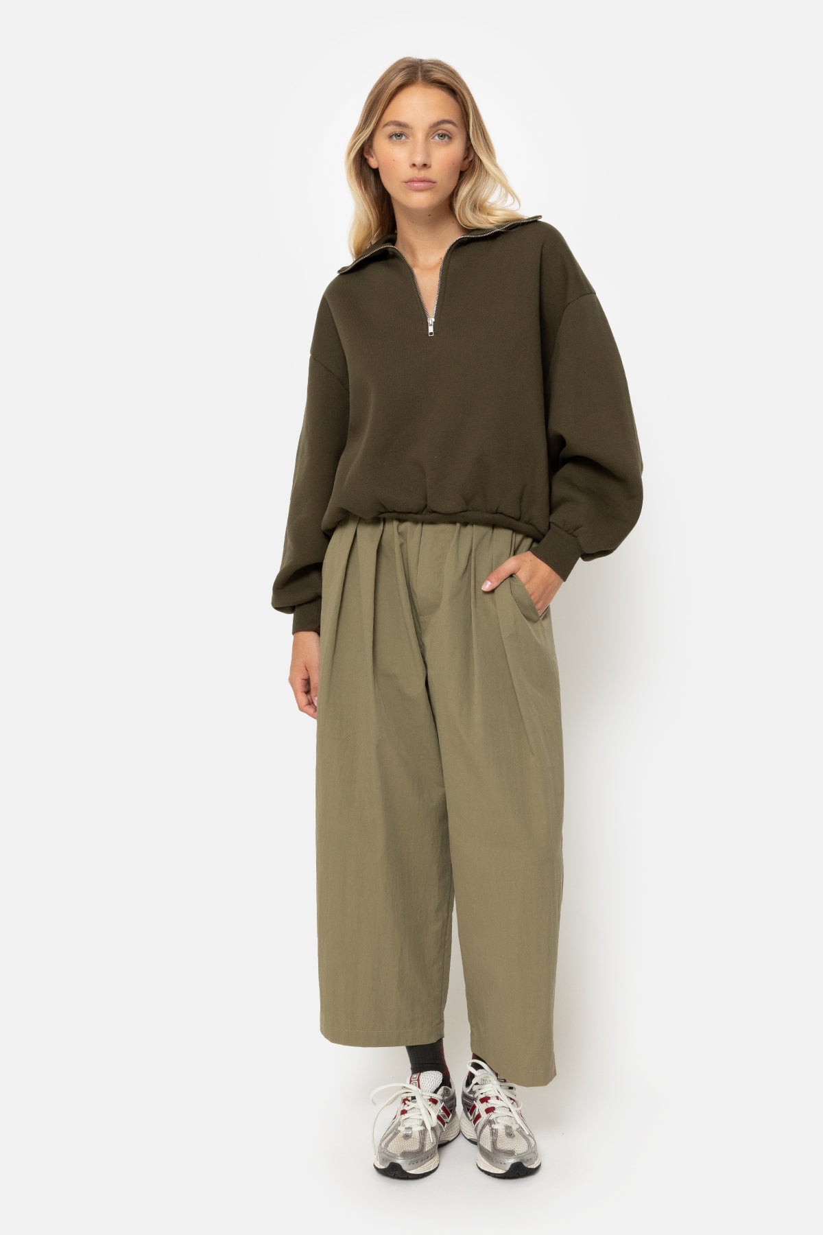 Kick Pleated Pants | Khaki Green