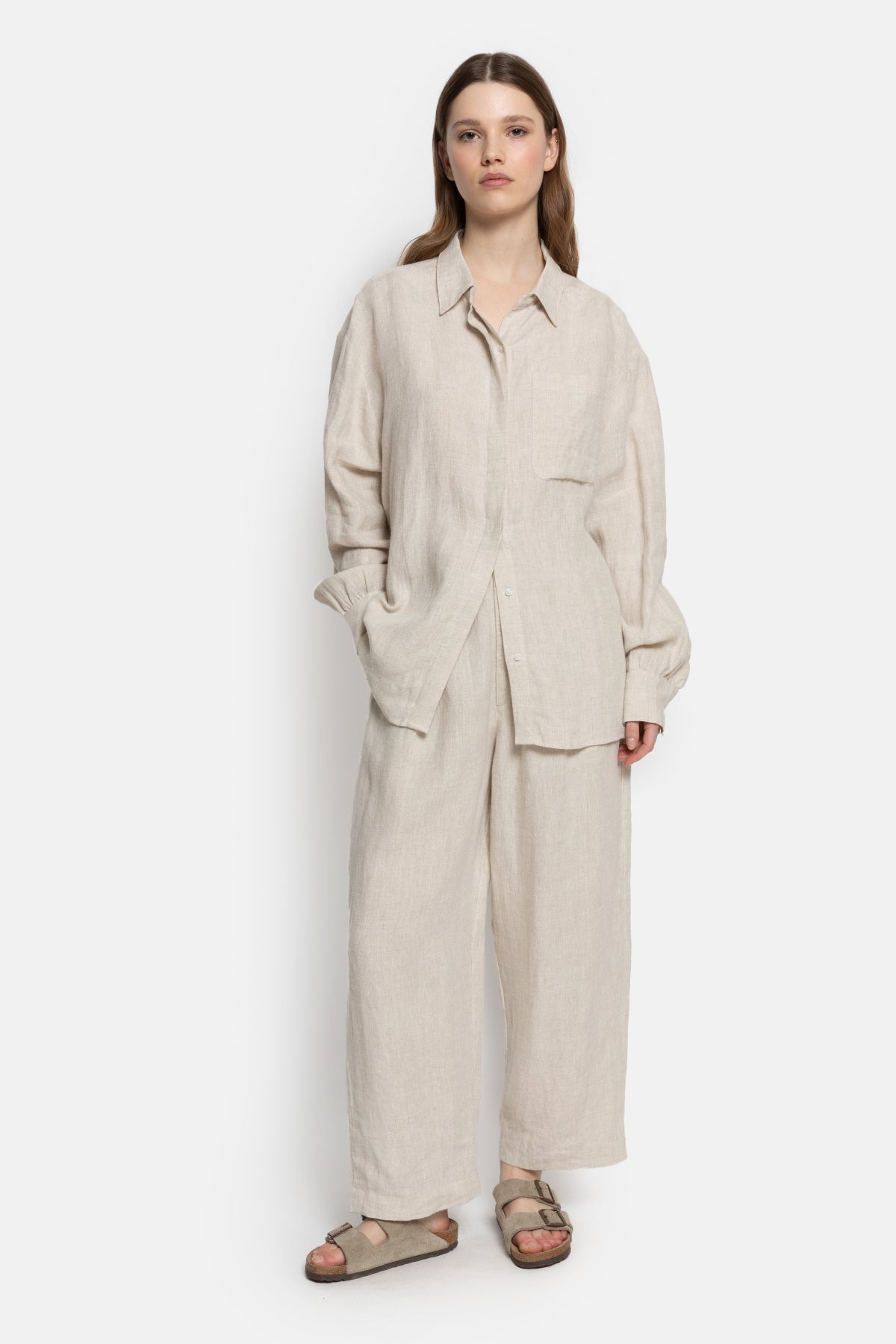 Miles Linnen Pants | Beige