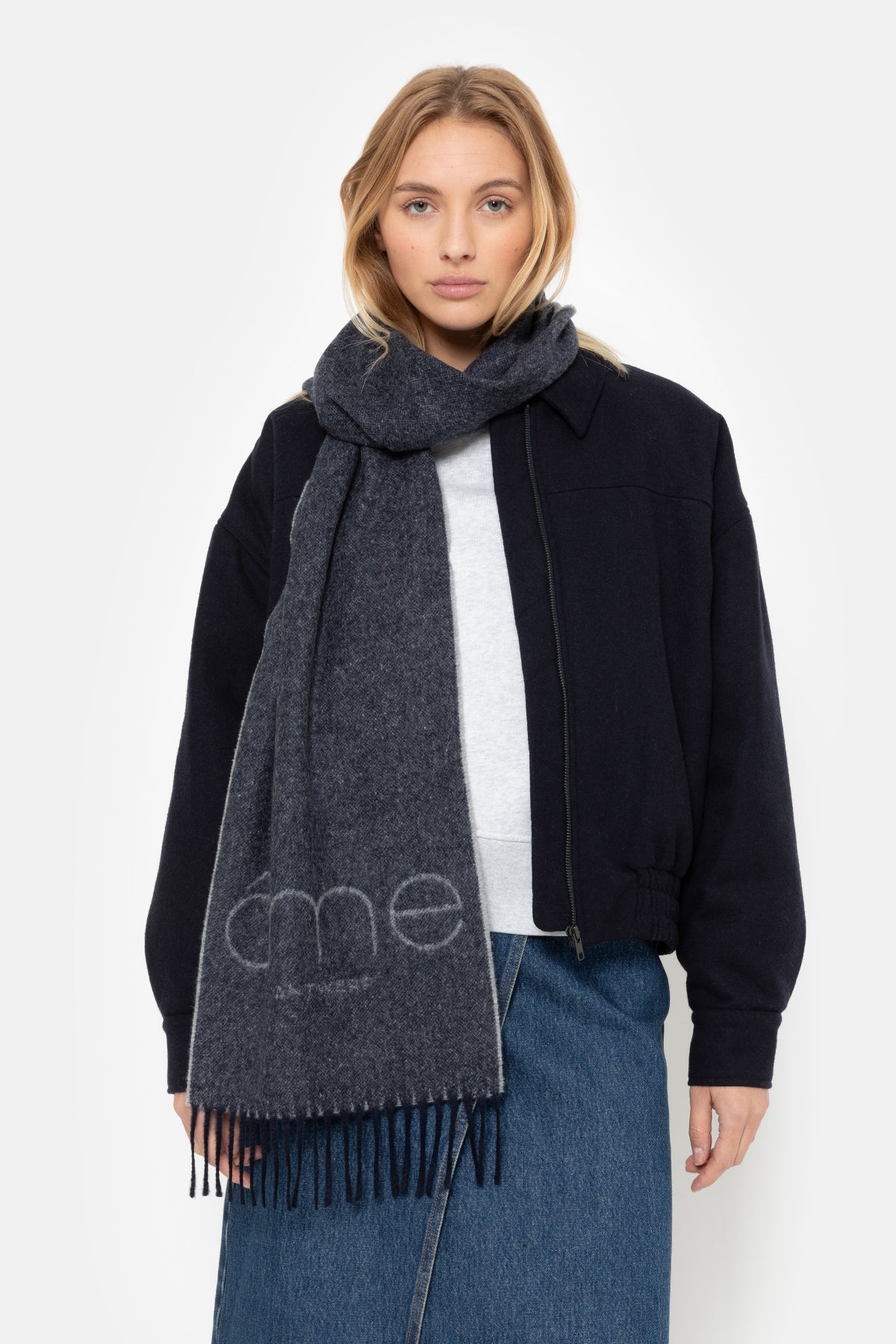 Écharpe en cachemire Minsk | Bleu & Gris