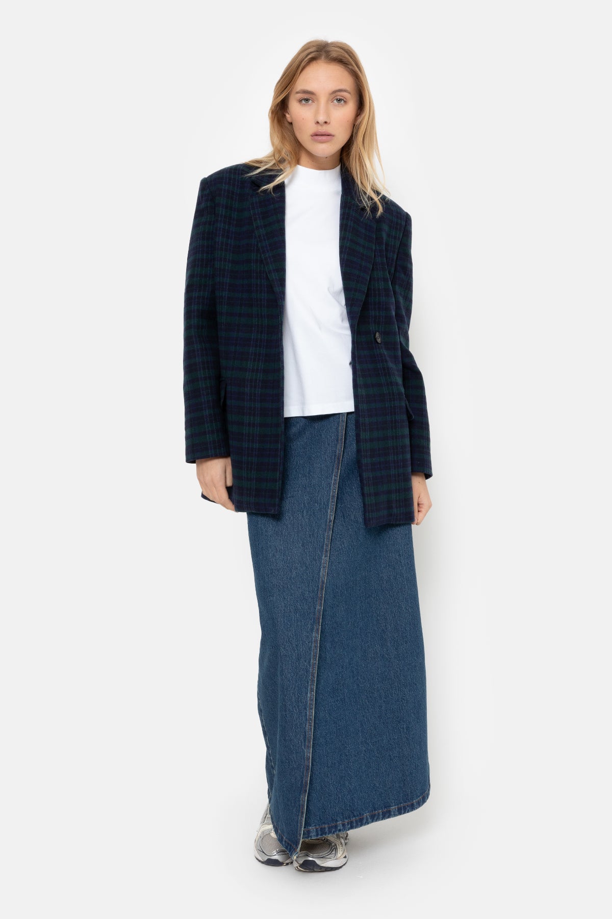 Le blazer en laine Monique | Bleu & Vert