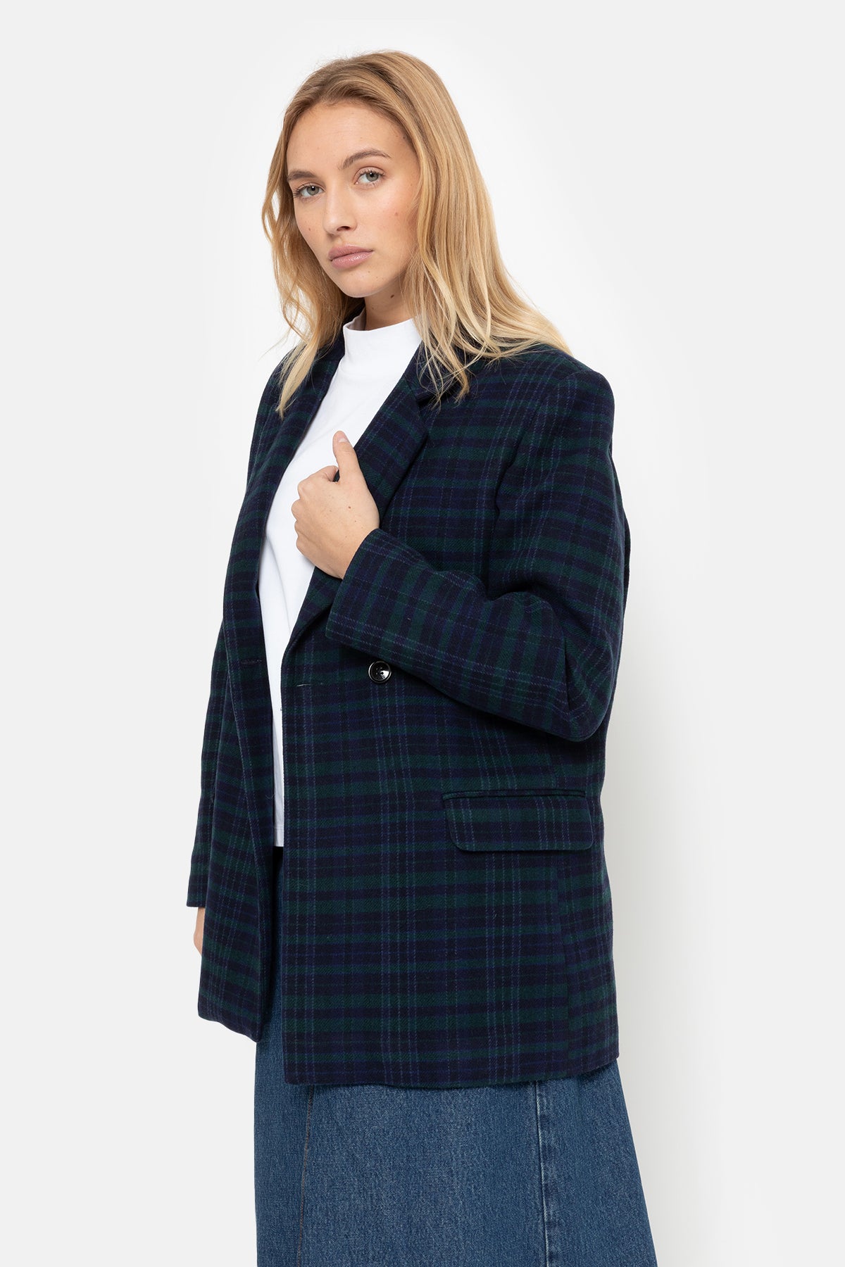 Le blazer en laine Monique | Bleu & Vert
