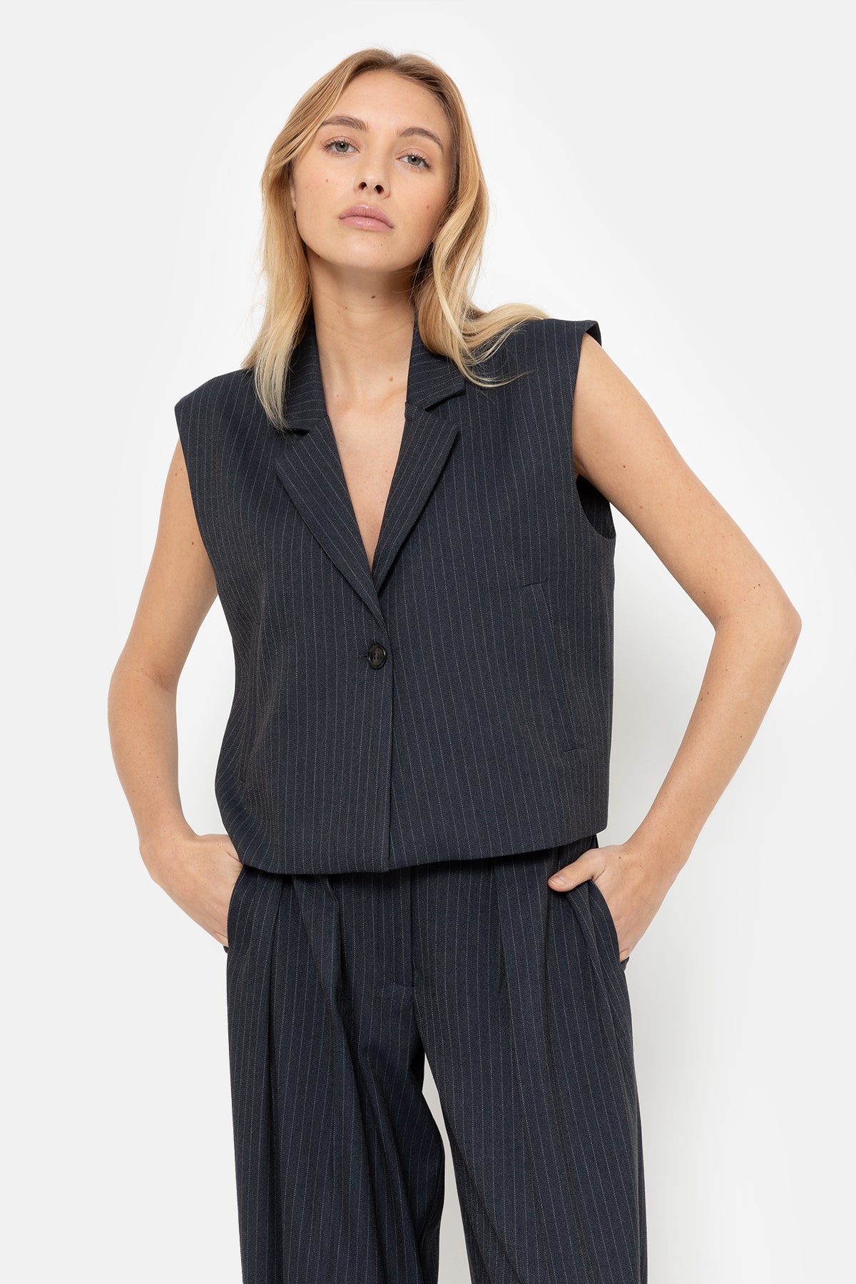Marie Veste Sans Manches Courte | Gris