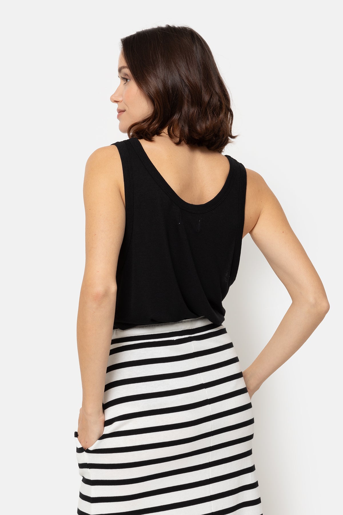 Gauge Jersey Skirt | Black & White Stripes