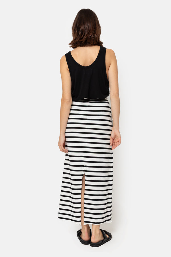 Gauge Jersey Skirt | Black & White Stripes