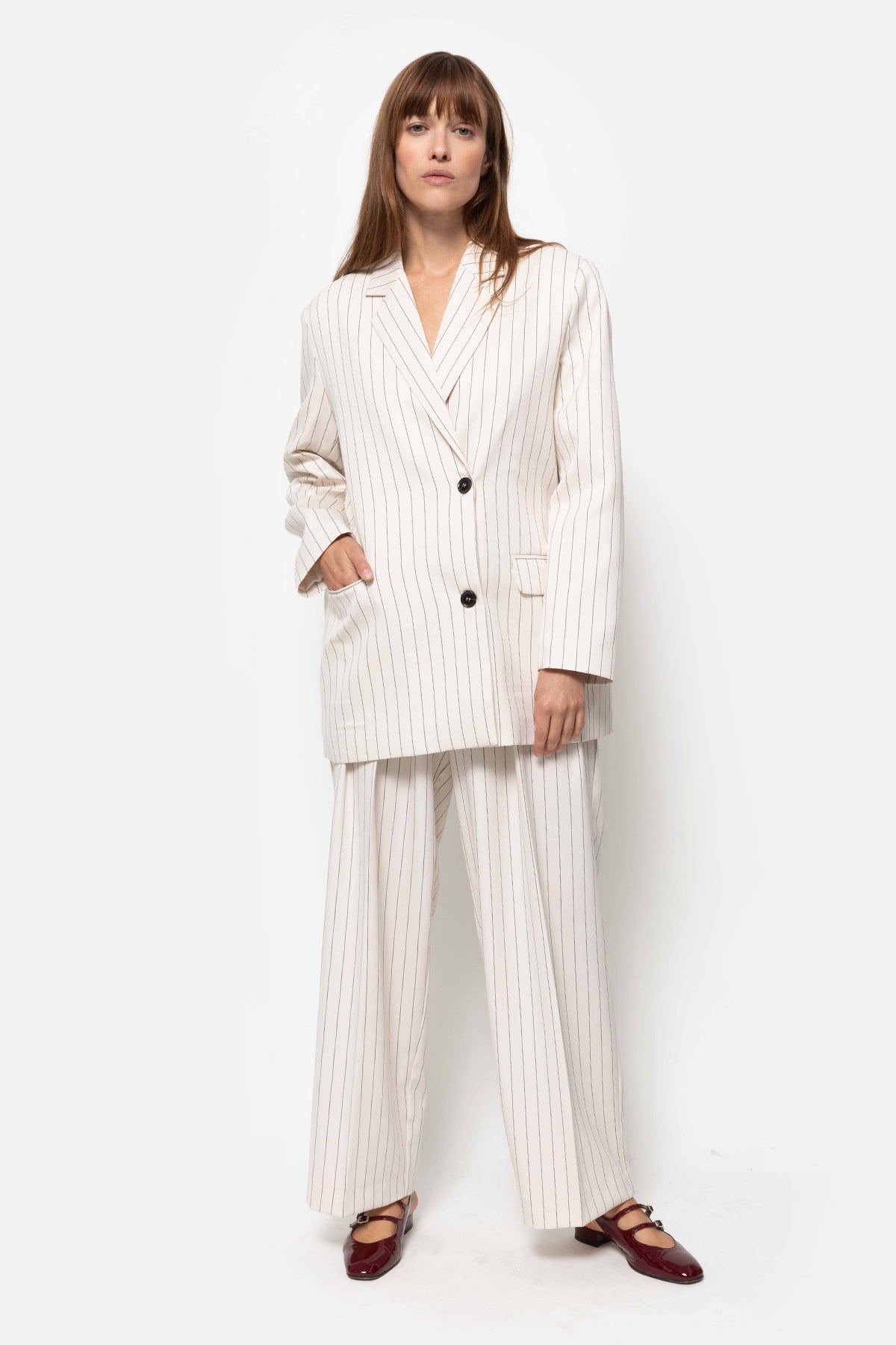 Blazer Monique rayé | Blanc