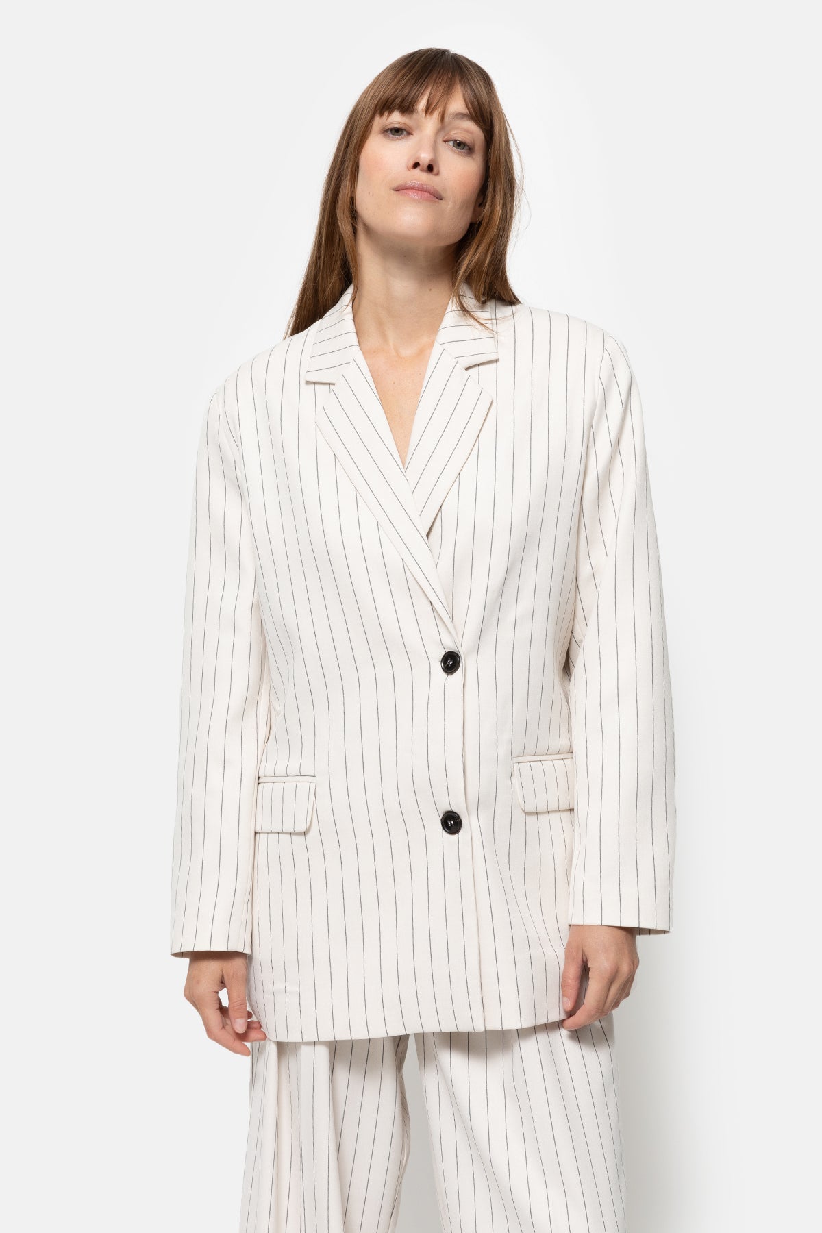 Monique Striped Blazer | White