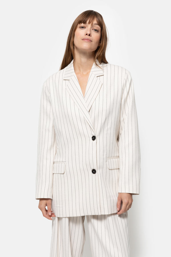 Monique Striped Blazer | White