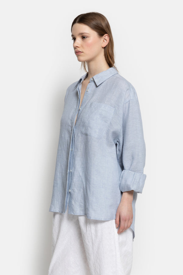 Chemise Daddy en lin | Bleu Clair 