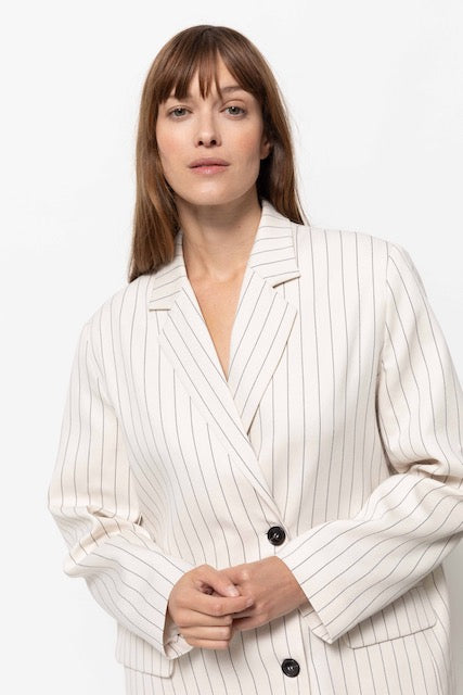 Monique Striped Blazer | White