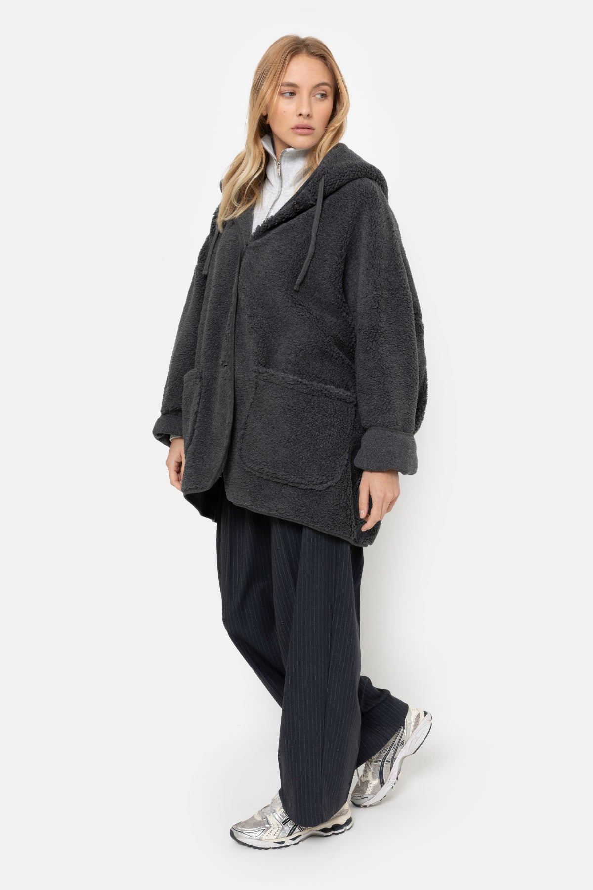 Kenji Veste à Capuche Teddy | Gris Foncé