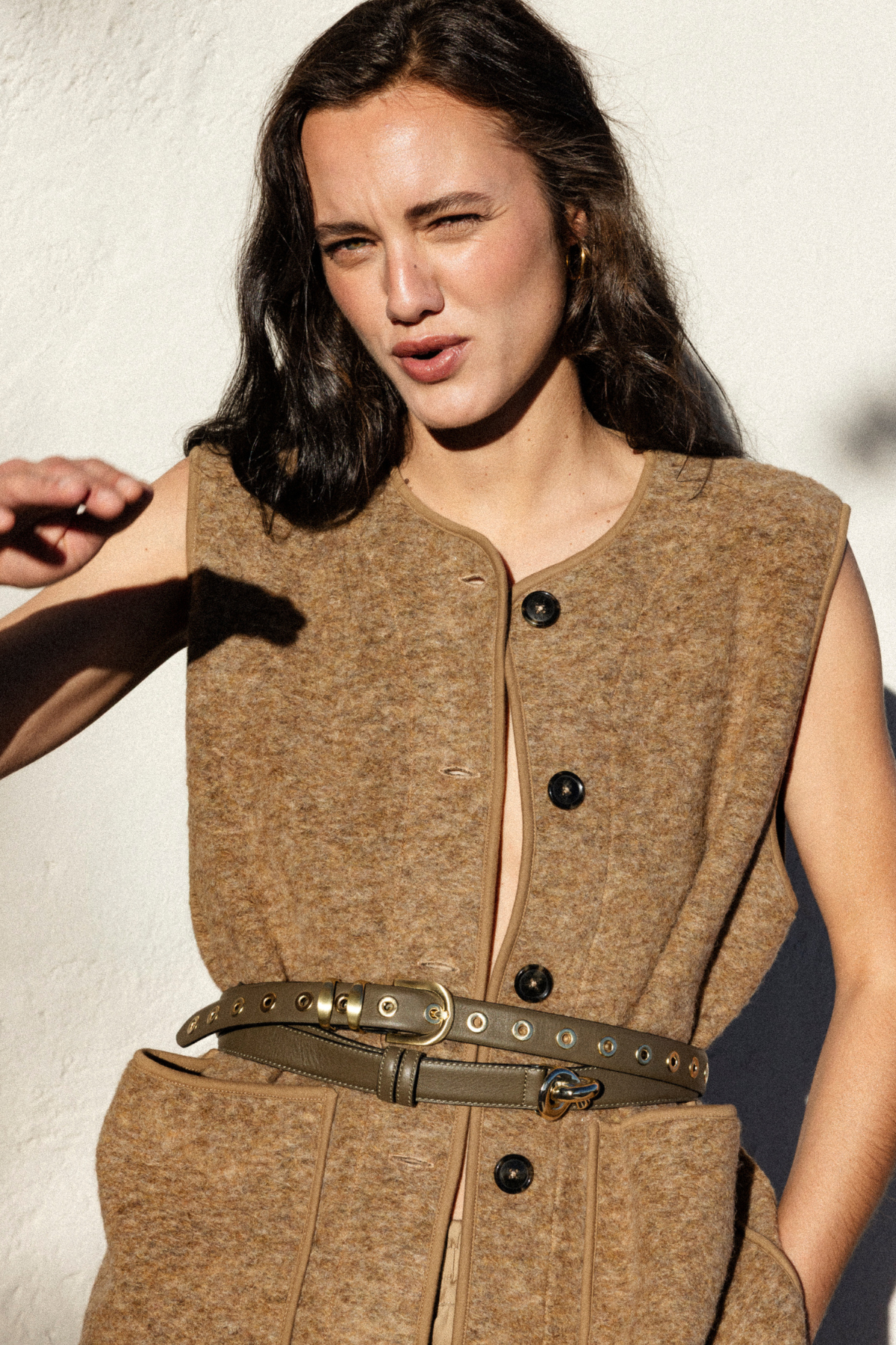Leon-E Leather Belt | Khaki