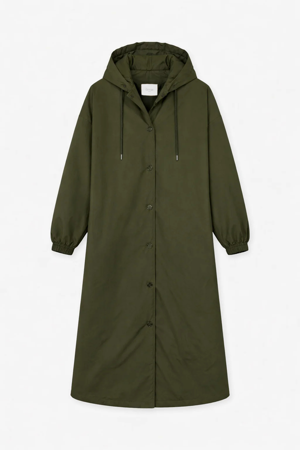 Morgan Long Coat with Hoodie | Dark Khaki