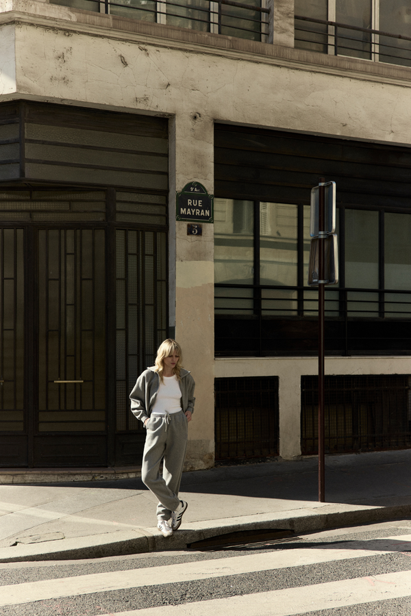 Nona Sweat Cardigan with Zip | Dark Marled Grey