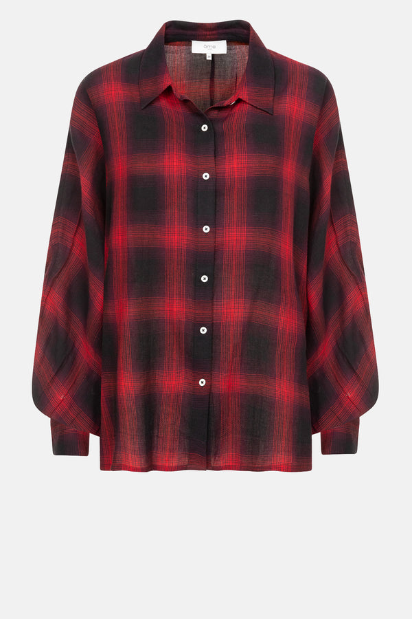 Gala Oversized Shirt | Red Checked Flannel