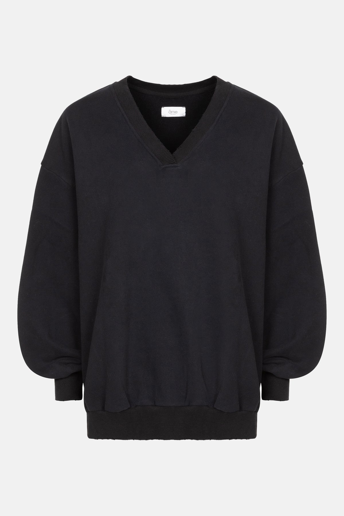 intime Oversized Sweatshirt with V-neck | Black