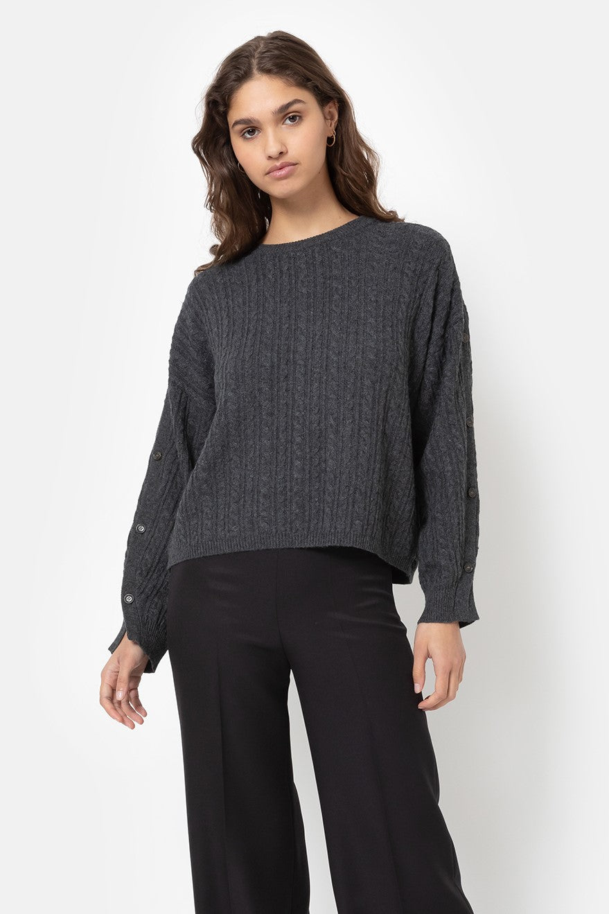 Invest Cable Knit Sweater | Charcoal Grey