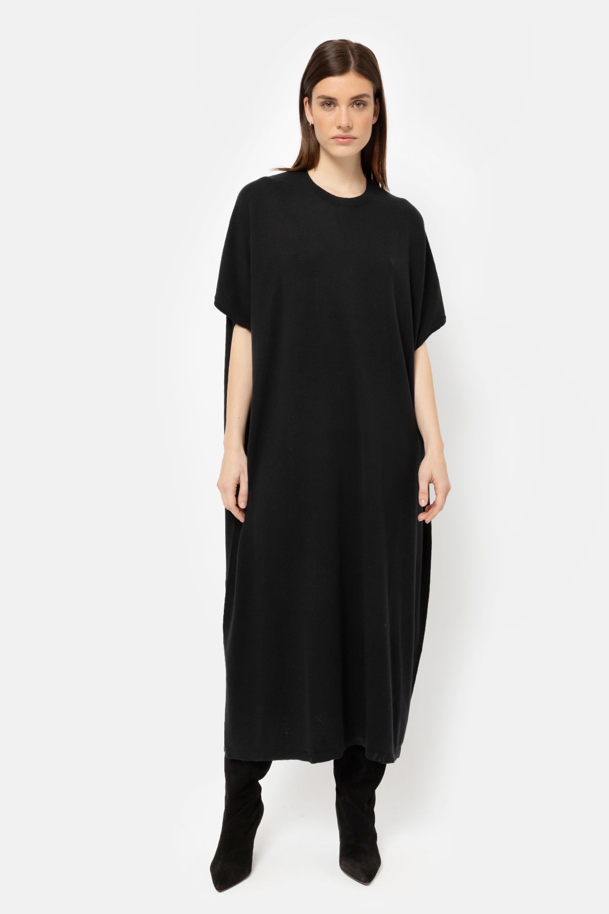 Jaye Cotton Cashmere Kaftan Dress | Black