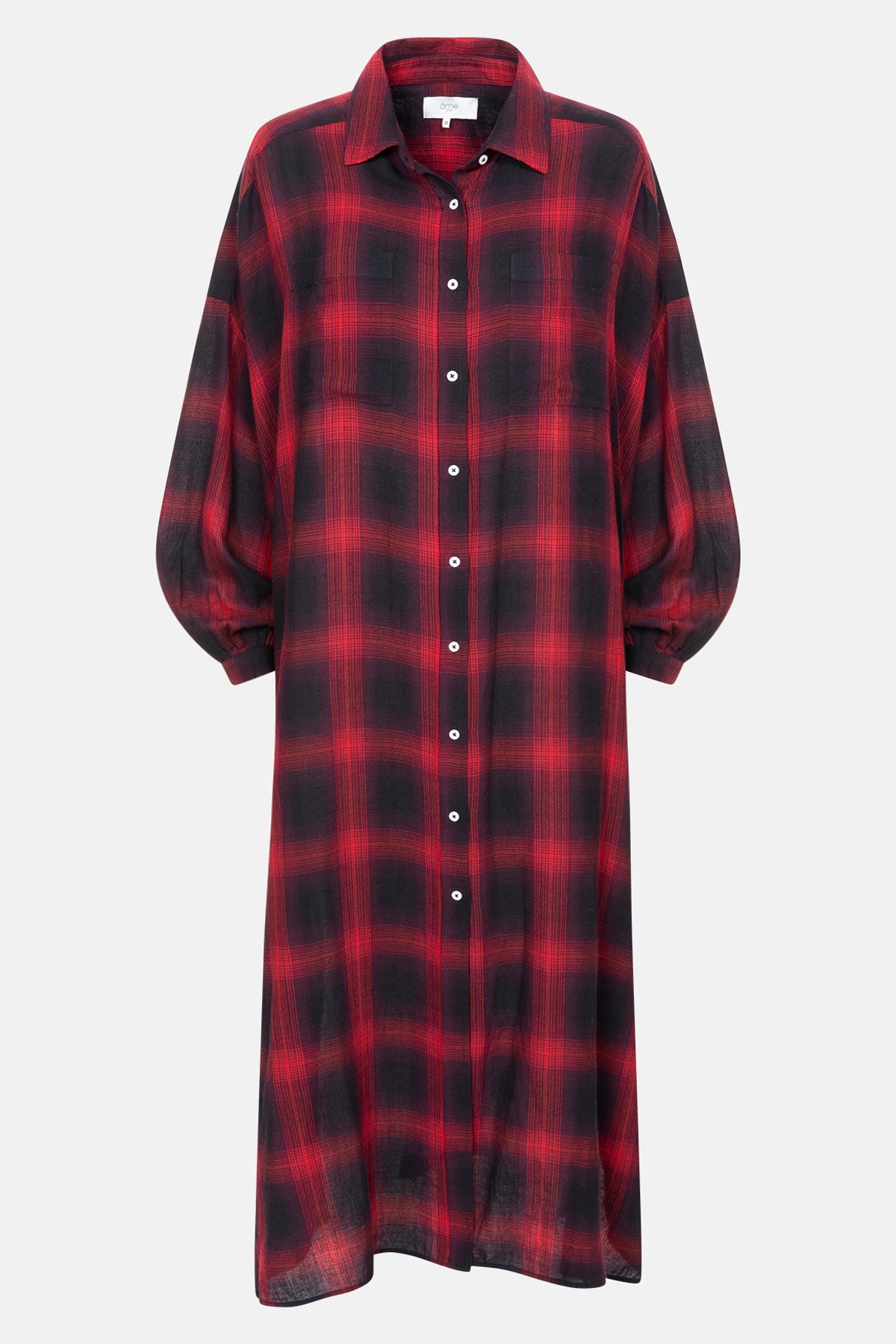  Kepi robe Robe chemise | Flanelle à carreaux rouge