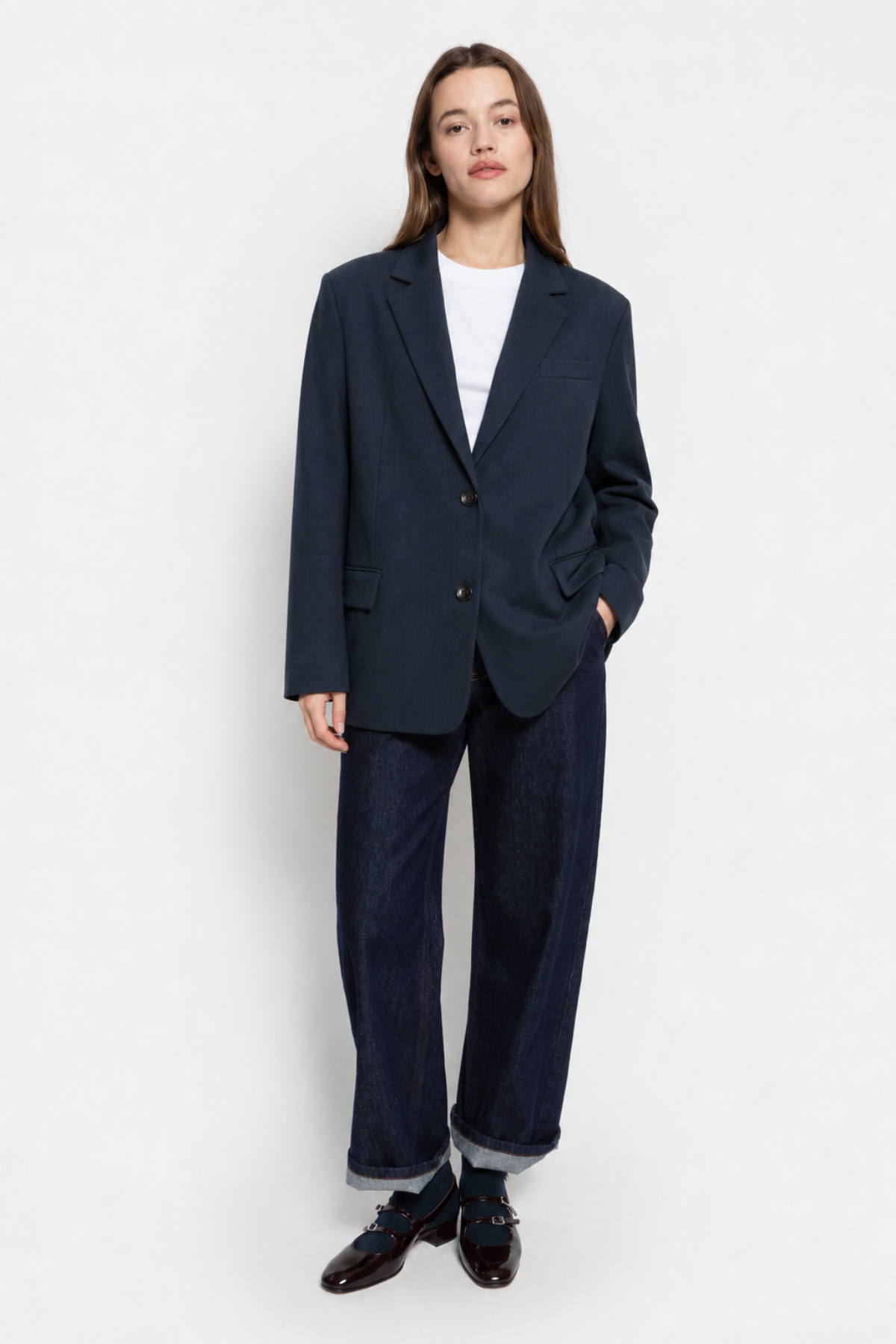 Oyster Wooly Blazer | Navy