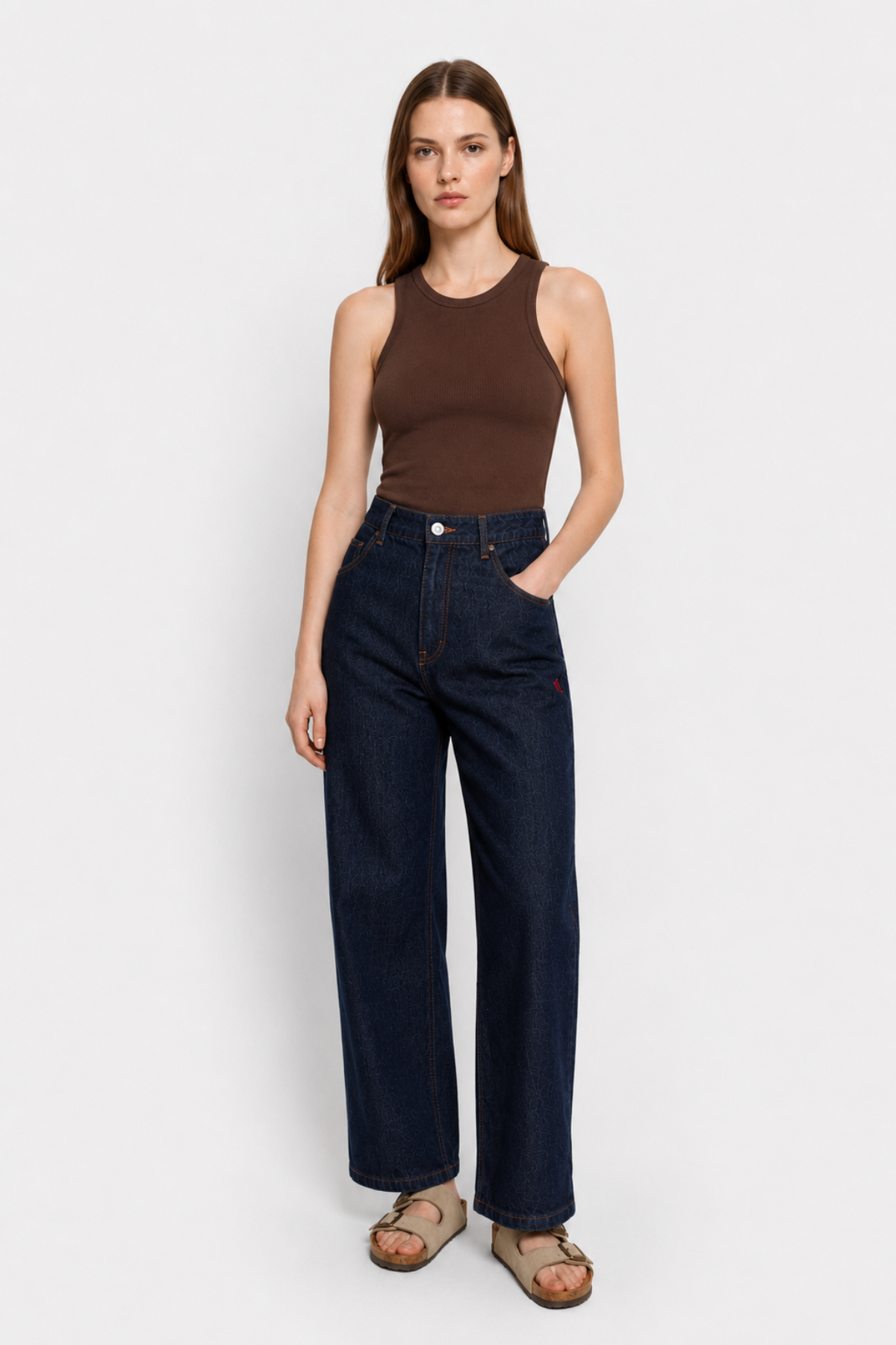 Kraft Ribbed Tank Top | Brown