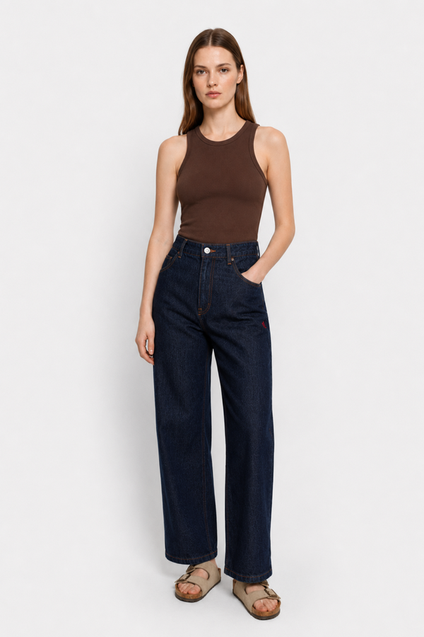 Kraft Ribbed Tank Top | Brown