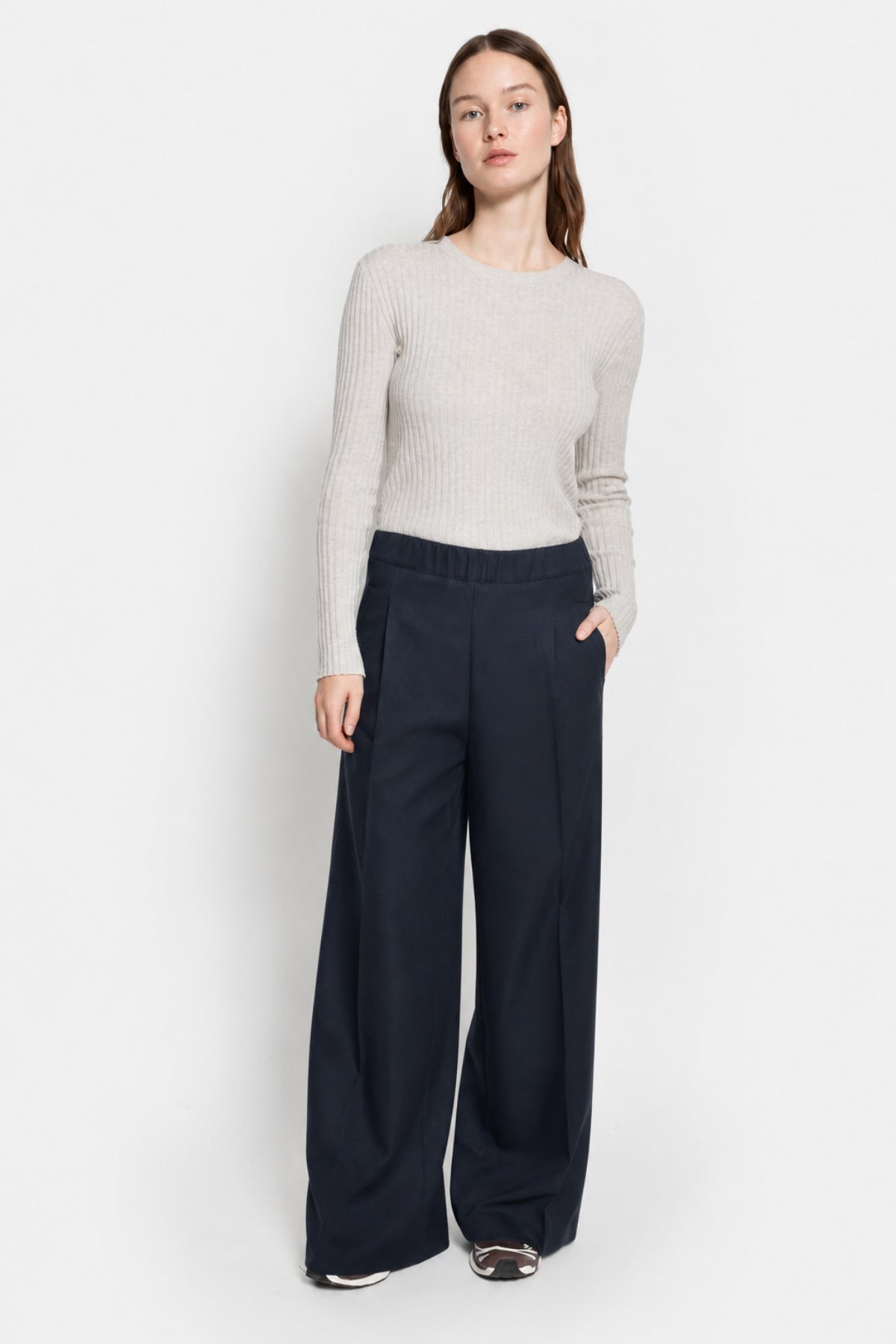 Nice Wide Pants | Navy Wooly