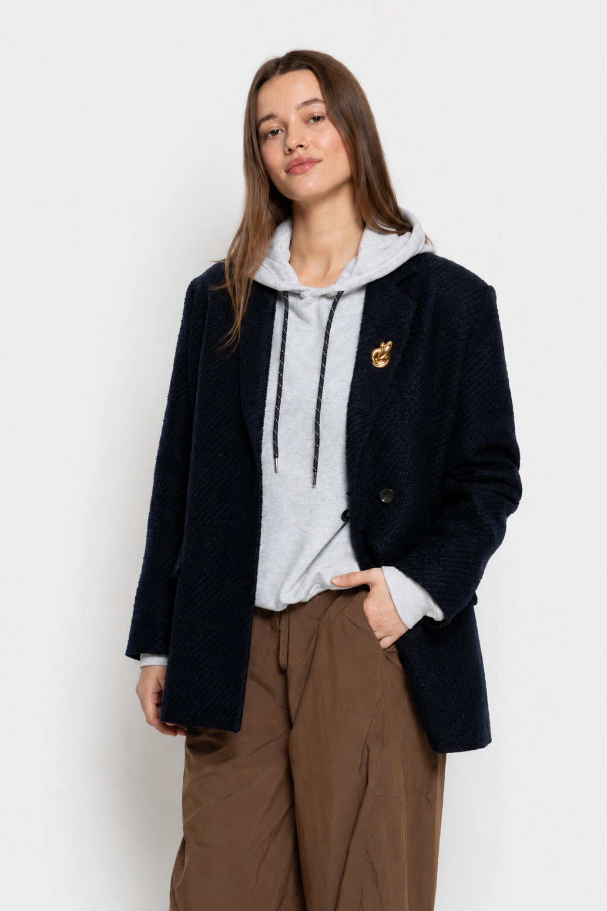 Blazer Monique en Tweed | Bleu foncé