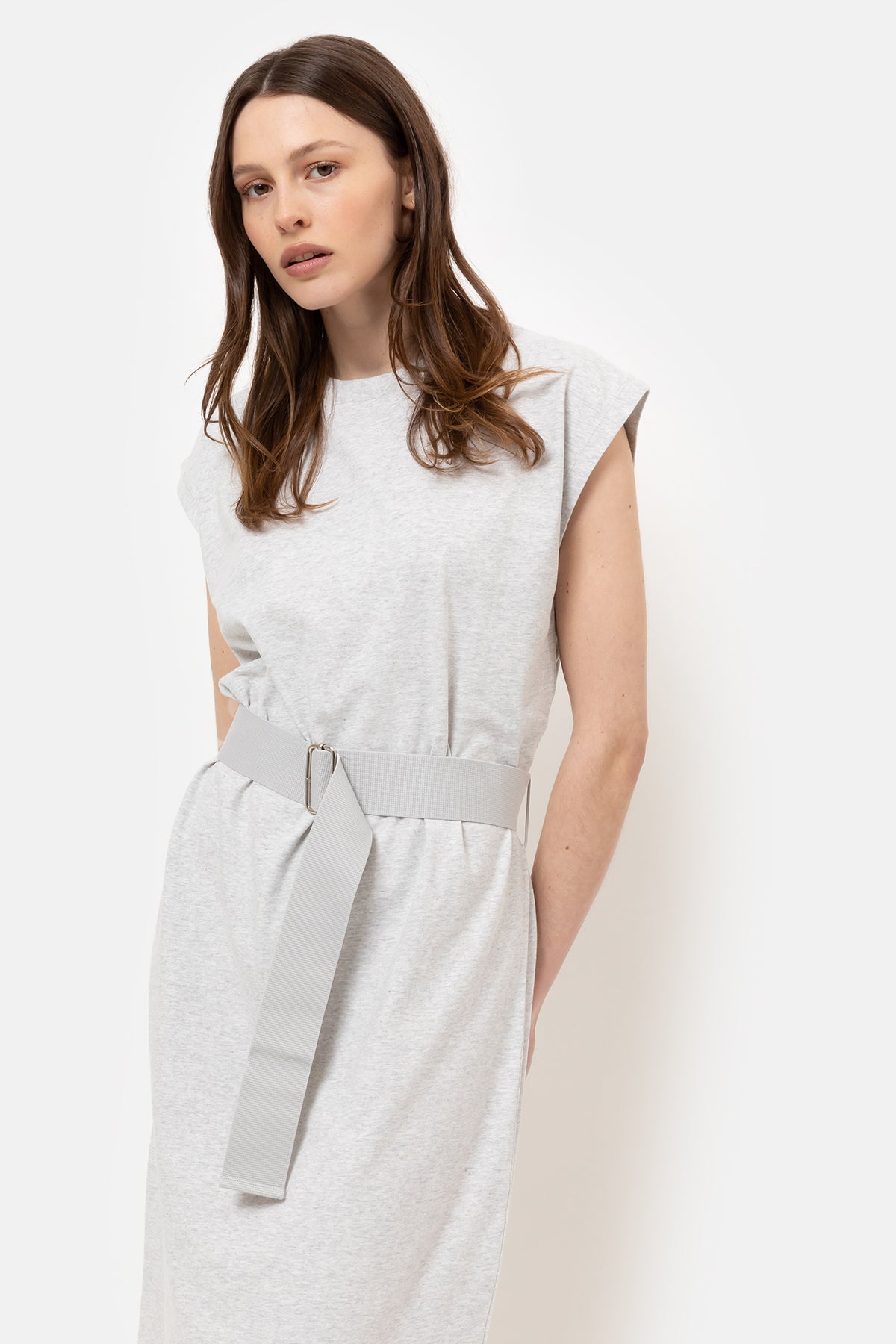 Flavie Sleeveless T-shirt Dress | Marled Grey