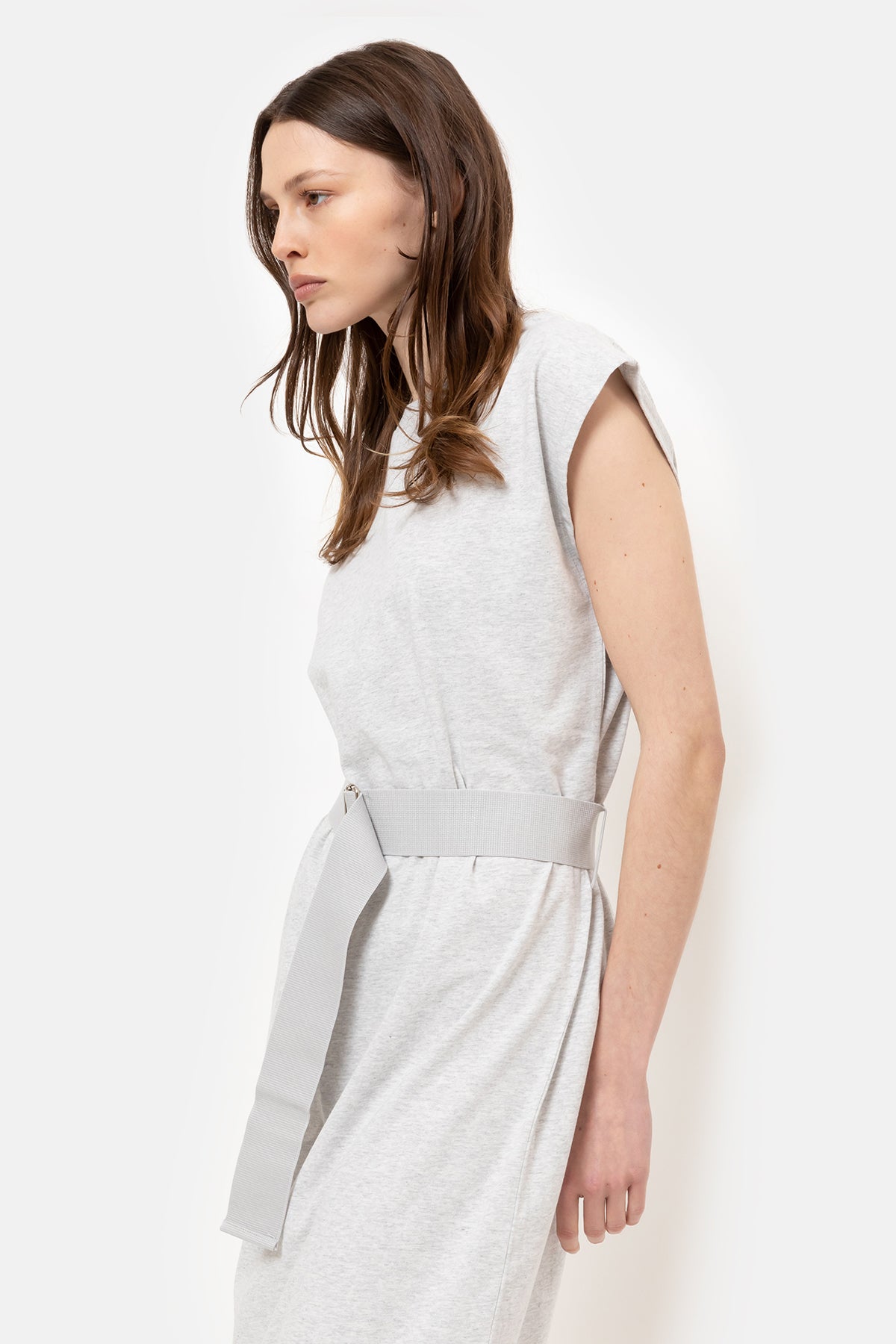 T shirt dress top with waist belt