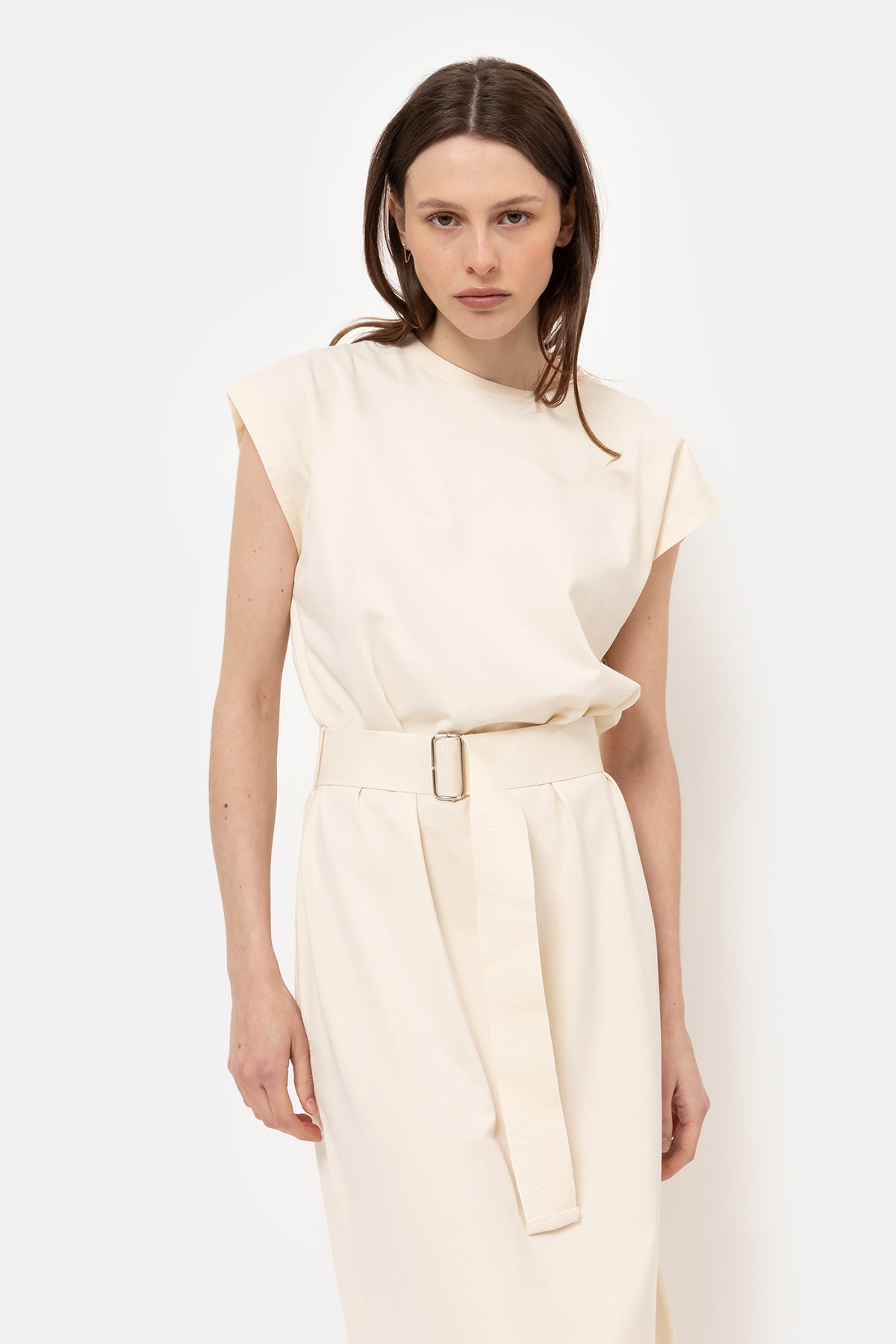 Flavie Sleeveless T-shirt Dress | Cream