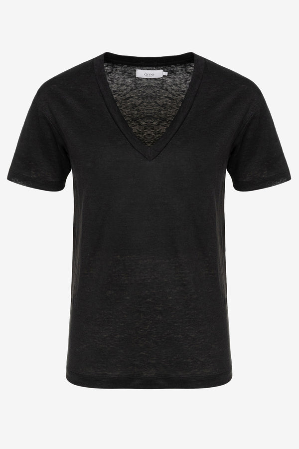 Dalton linen T-shirt | Black