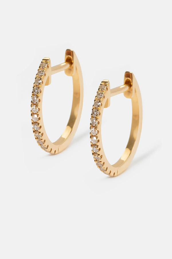 Dinner Huggies Earring | 12mm Yellow Gold