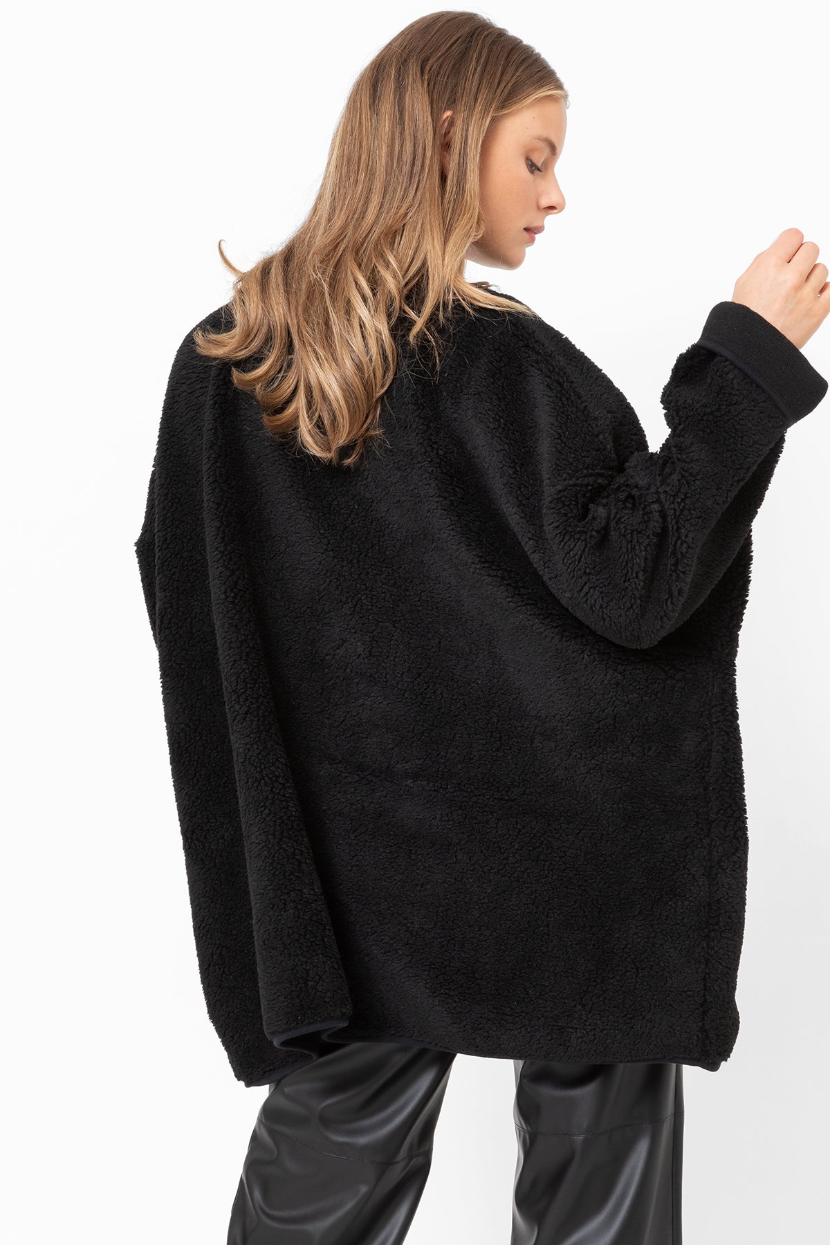 Oversized teddy coat black best sale