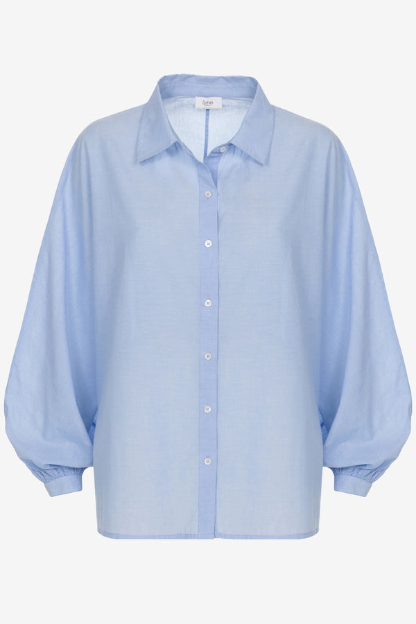 Hilda Puff Sleeves Shirt | Chambray Blue
