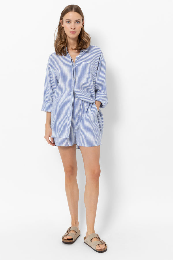 Chemise oversize Daddy | Rayures bleues et blanches